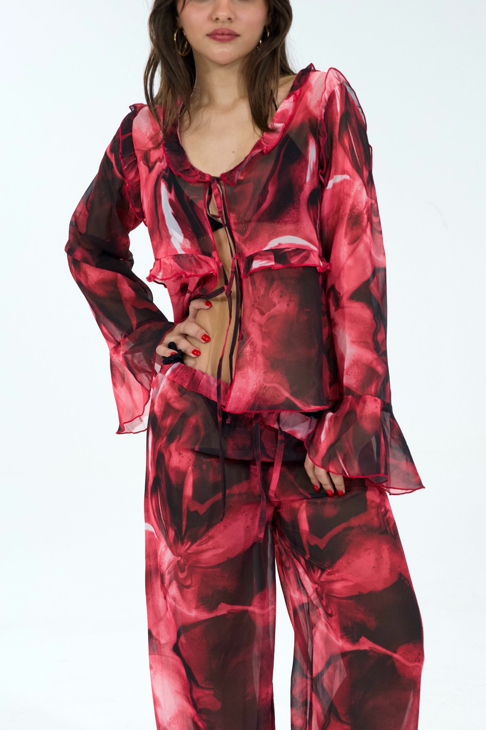 Ondes Roses Shirt Set