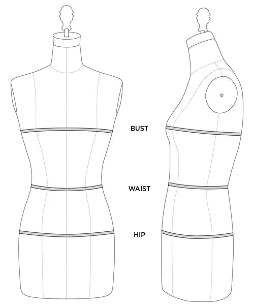 Bust, waist and hip measurement guide